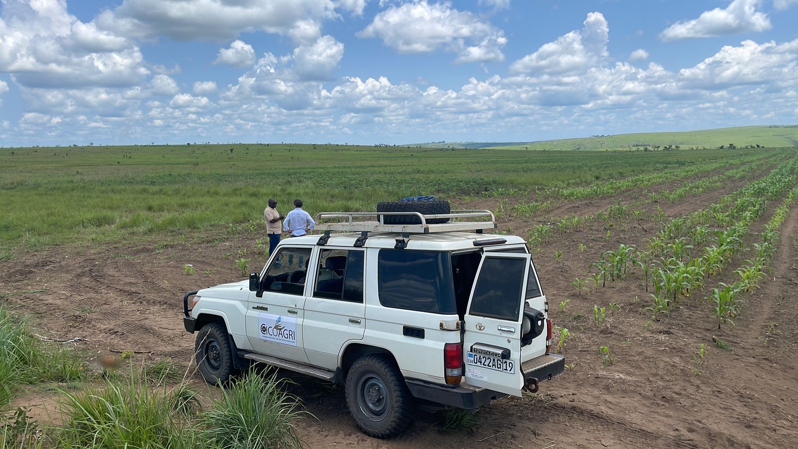 CICOAGRI vehicle in a maize field in Nkwadi